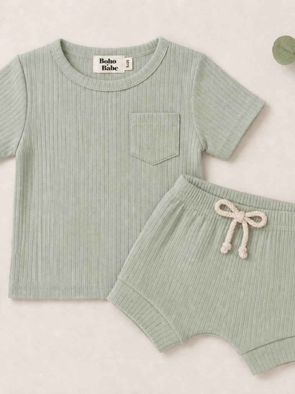 Sage Ribbed Short Set - Picture 3 of 6